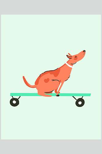 狗滑板比基尼游泳人物矢量素材