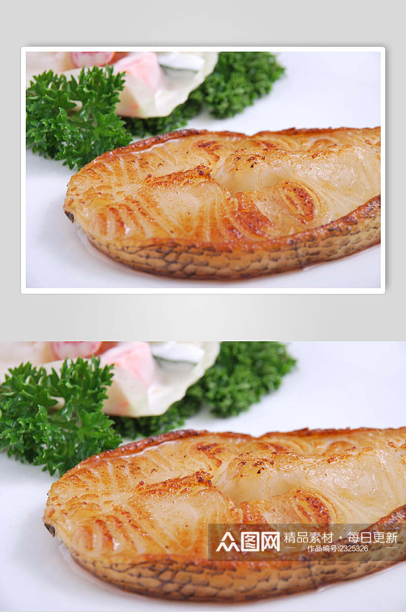 铁板香煎银鳕鱼食品高清图片素材