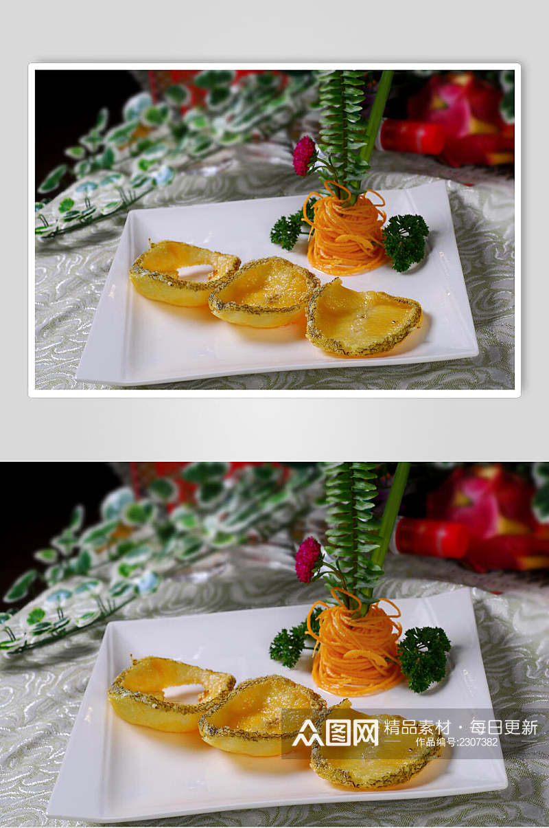 大菜香煎鳕鱼美食图片素材