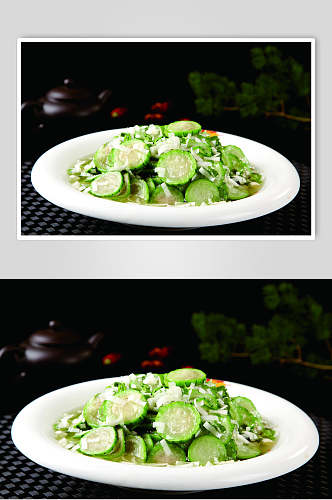 葱香小丝瓜食品摄影图片