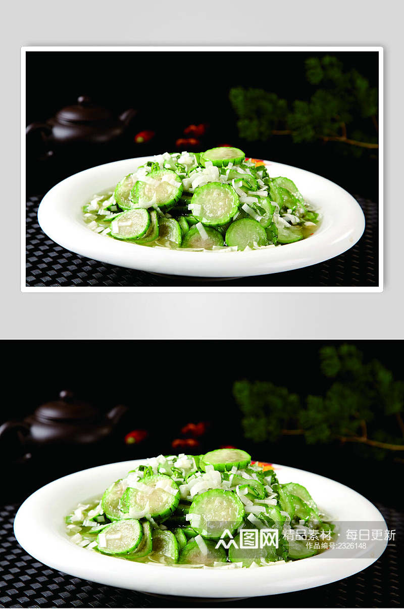 葱香小丝瓜食品摄影图片素材