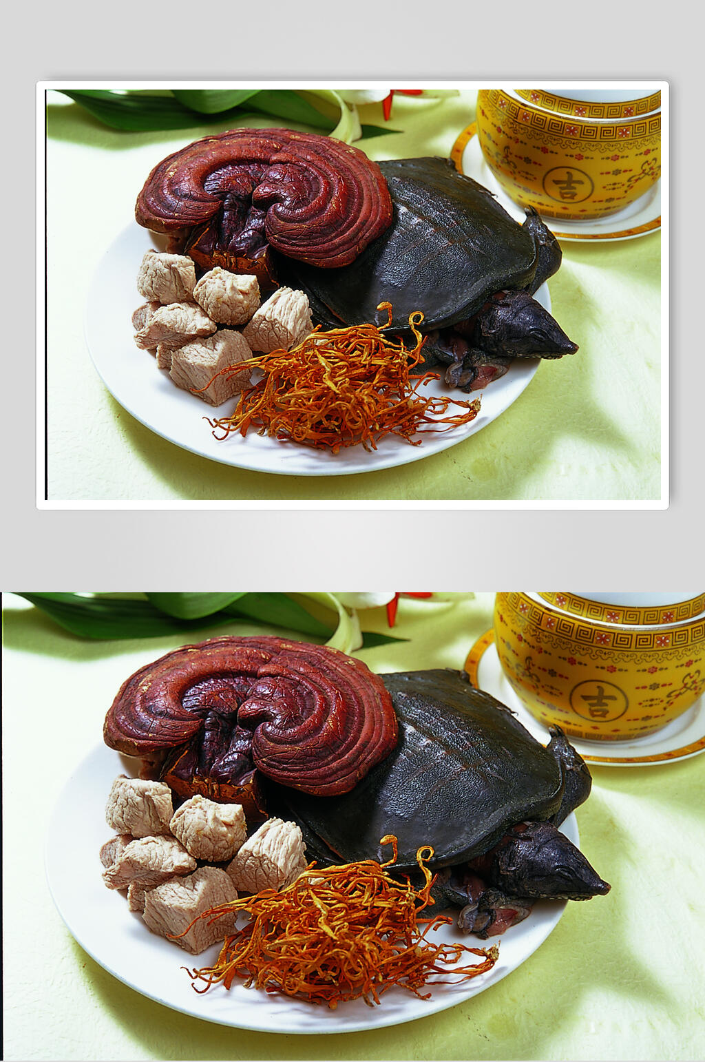 灵芝虫草花炖水鱼美食图片素材