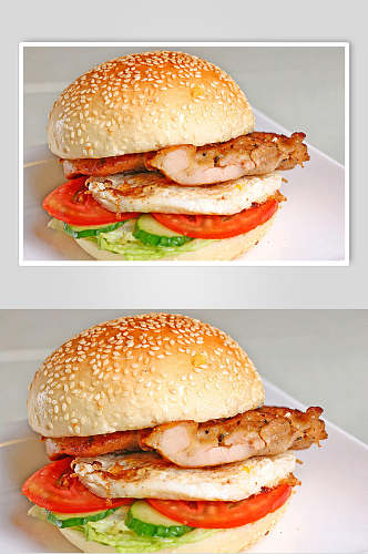 招牌鸡排汉堡食品图片