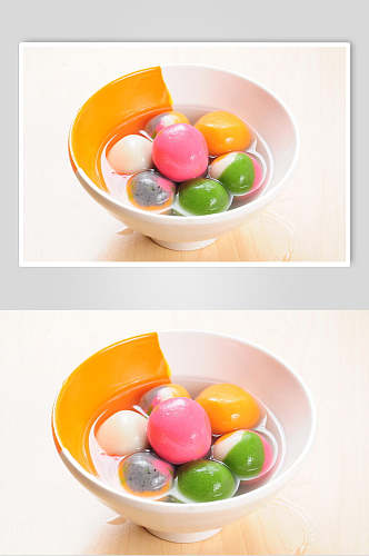 新鲜彩色汤圆食品摄影图片