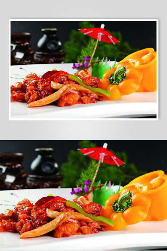 杏鲍菇炒鸡柳食品图片
