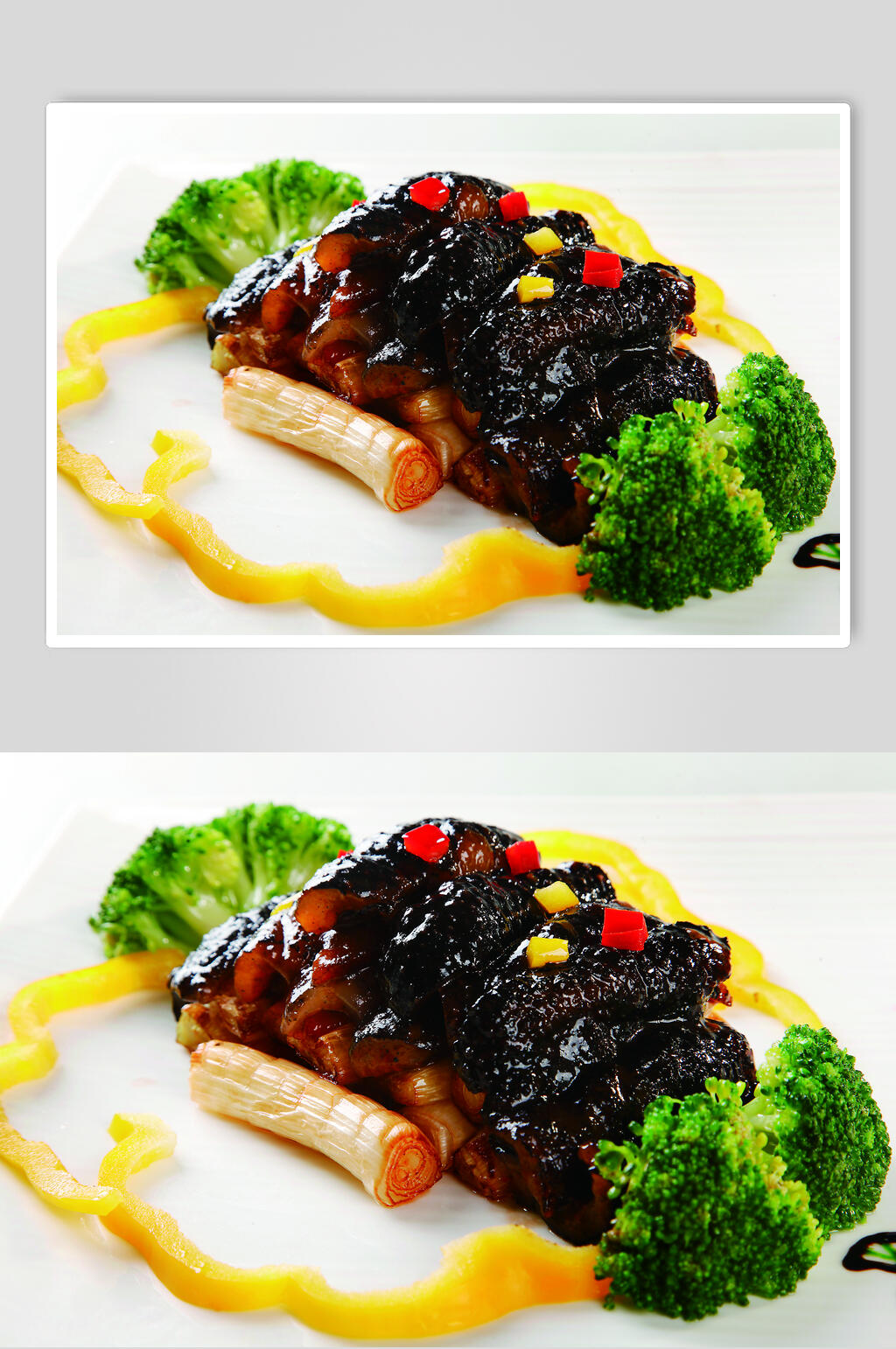 葱油肉沫烧海参高清图片素材