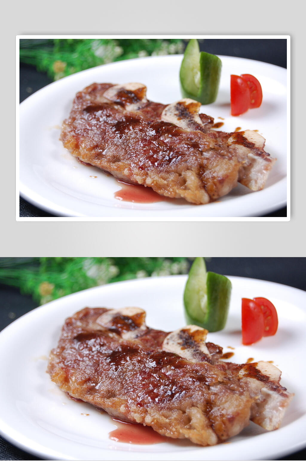 香煎黑椒牛仔骨食物摄影图片素材