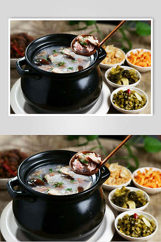 香菇牛肉粥食品摄影图片