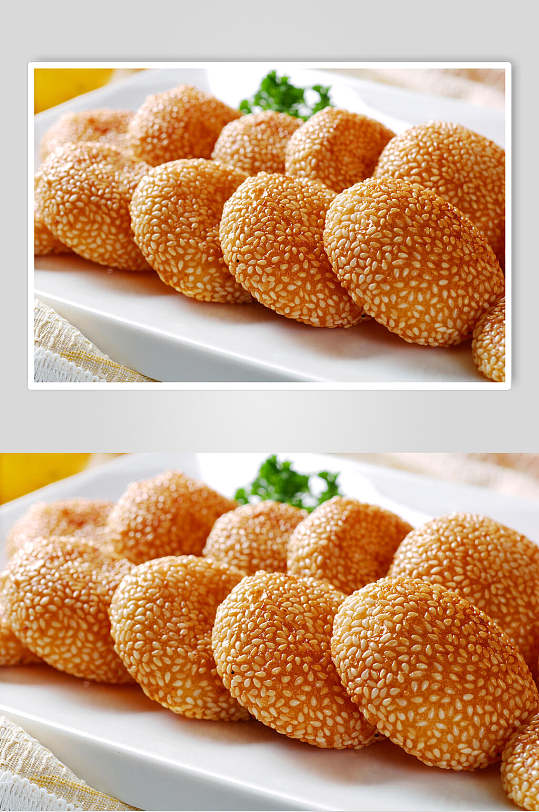 点心香煎芝麻饼餐饮食品图片