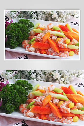 双果翡翠虾食物摄影图片