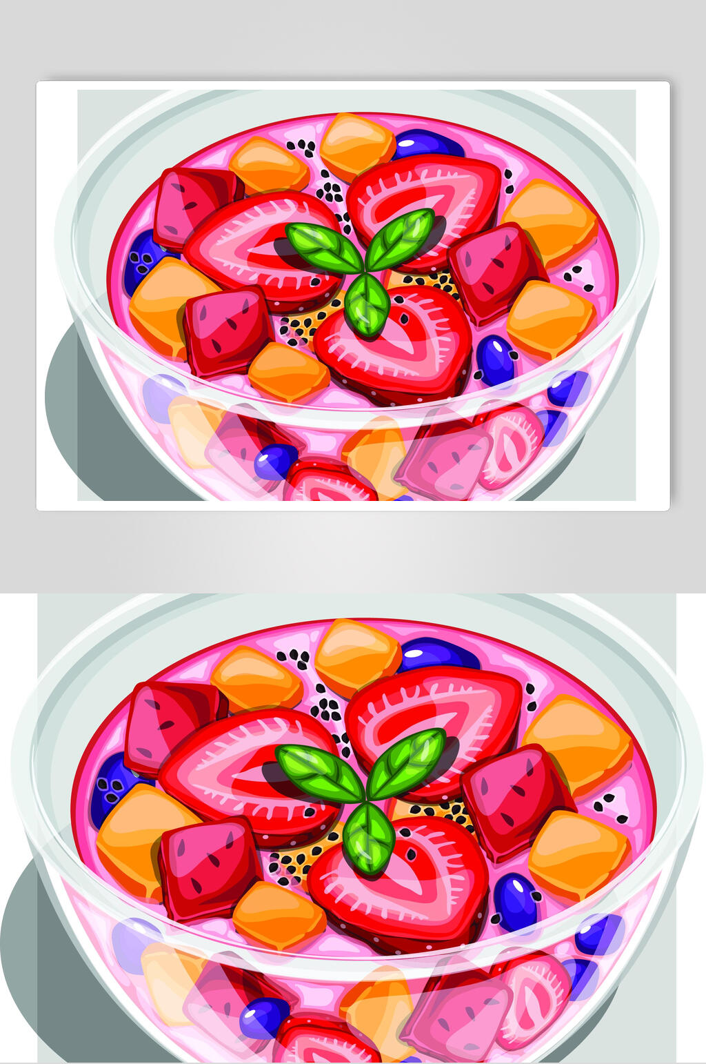 食物美食水果捞插画矢量素材