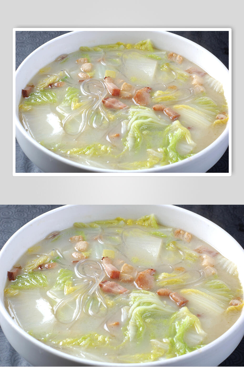 汤白菜粉丝腊肉汤摄影图片素材