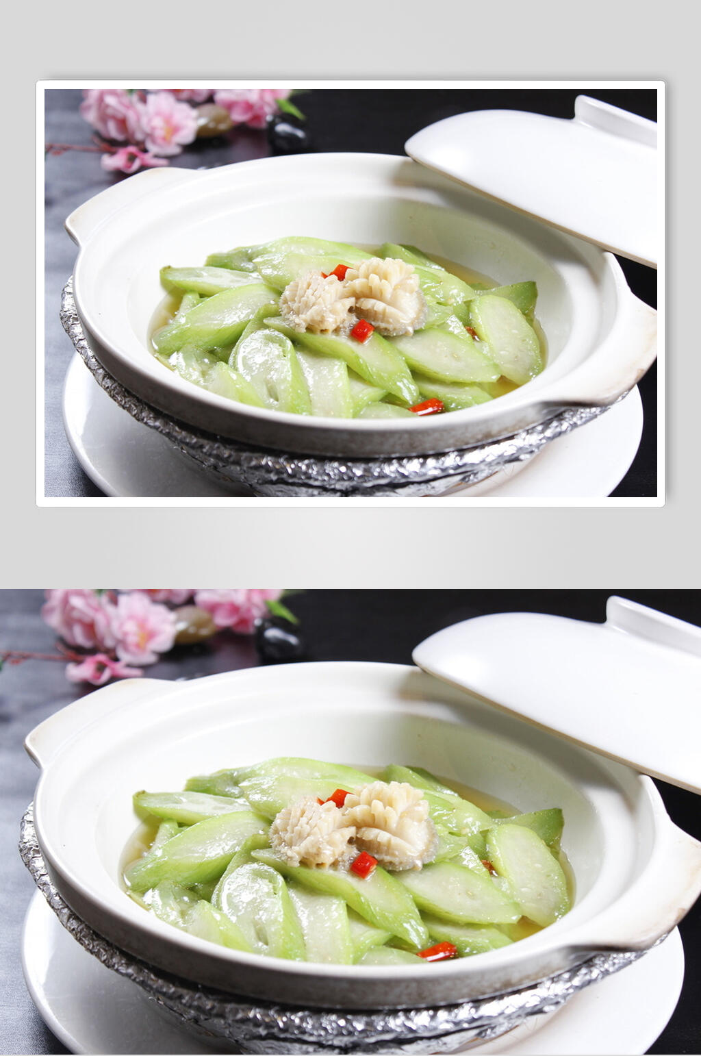 土丝瓜酿鲜鲍食品摄影图片素材