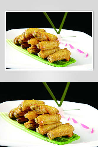 美味蒜香鸡翅食品摄影图片
