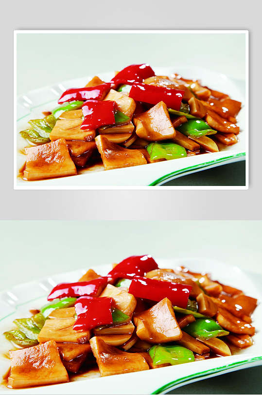 飘香腊八蒜炒杏鲍菇餐饮高清图片