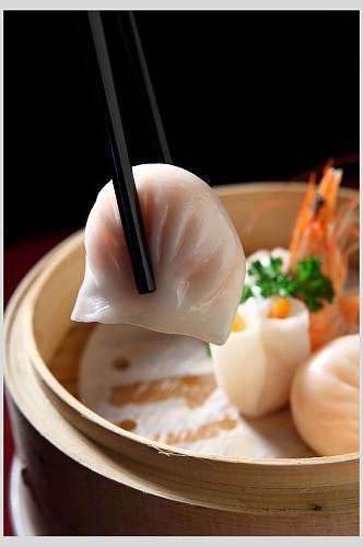 水晶蒸饺饺子食物摄影图片