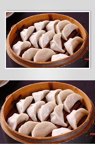 新鲜蒸物蒸饺摄影图片