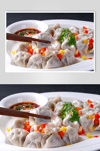 红油水饺摄影图片