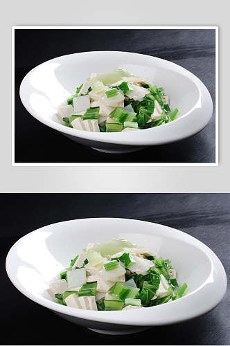小白菜烩豆腐食品高清图片