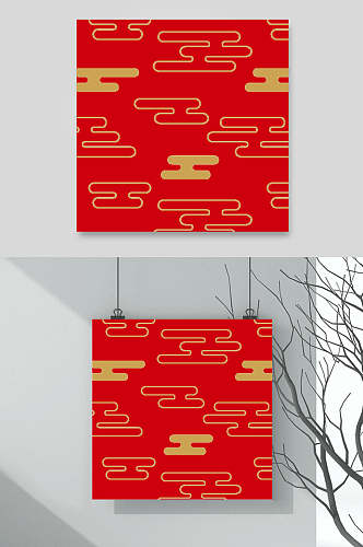 红色中国传统底纹矢量素材