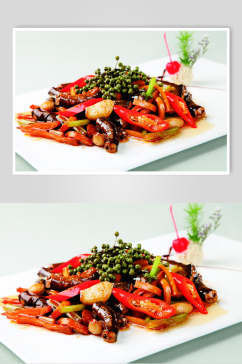 鲜花椒焖鳝段食物摄影图片