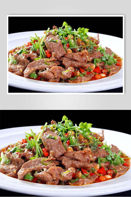 炒菜香菜牛柳食物摄影图片-众图网