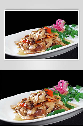 橄榄肉碎炒松茸餐饮高清图片