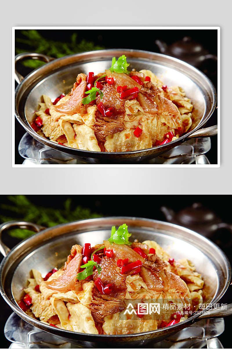 香辣美味干锅黄金豆皮食物图片素材