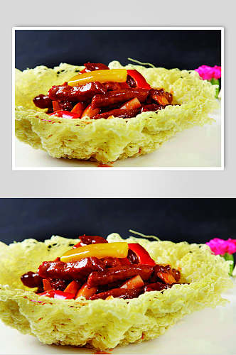 杏鲍菇滑牛柳食品摄影图片