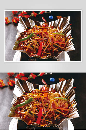 香辣干锅茶树菇食品高清图片
