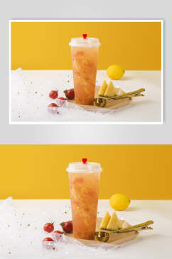 清新鲜香美味水果茶奶茶摄影图