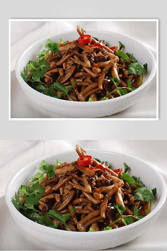 油焖茶树菇食物高清图片