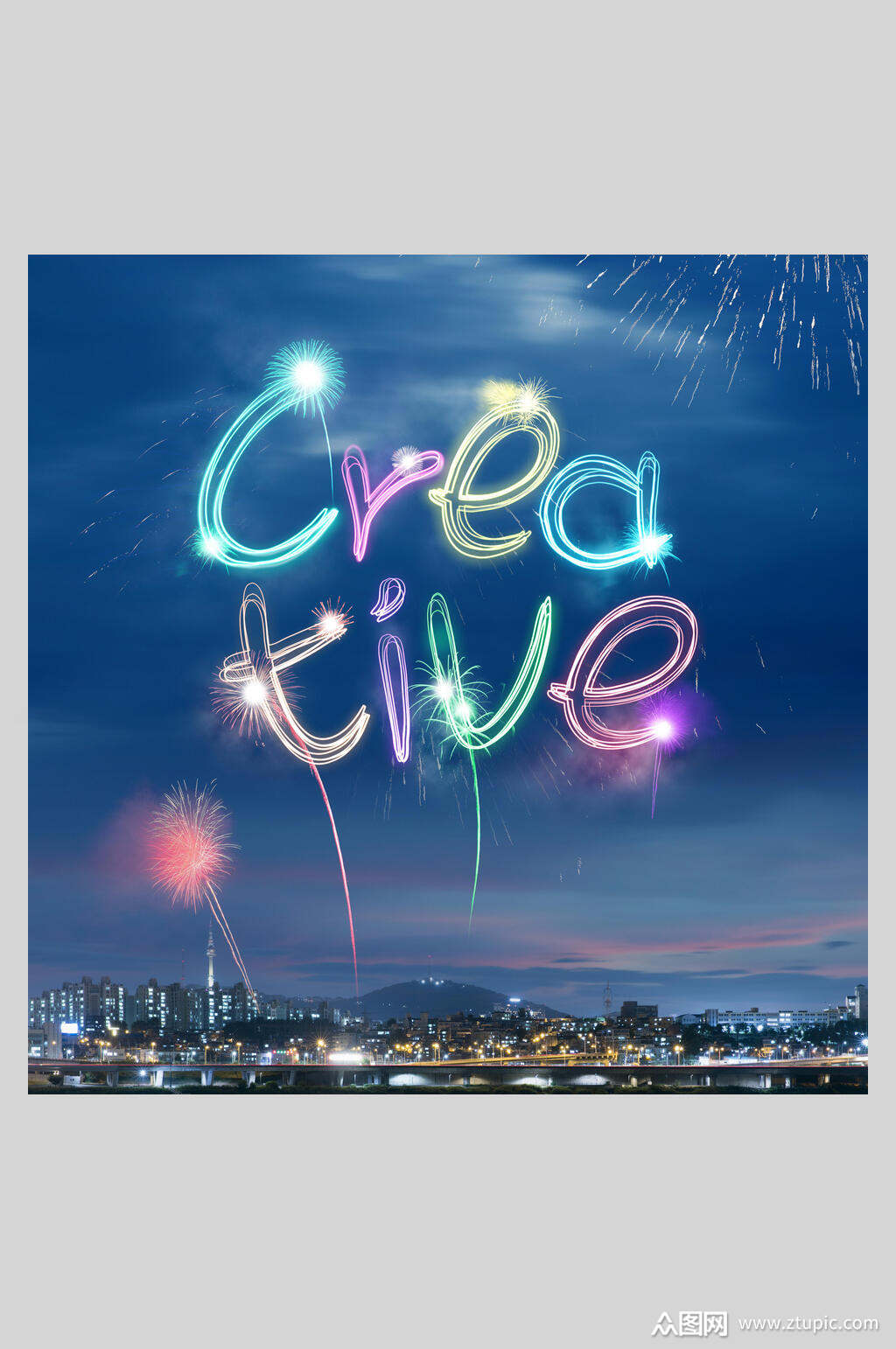 创意唯美烟花秀海报