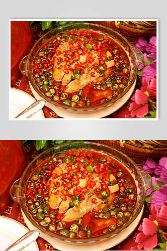 香辣美味鸡肉家常菜食物摄影图片