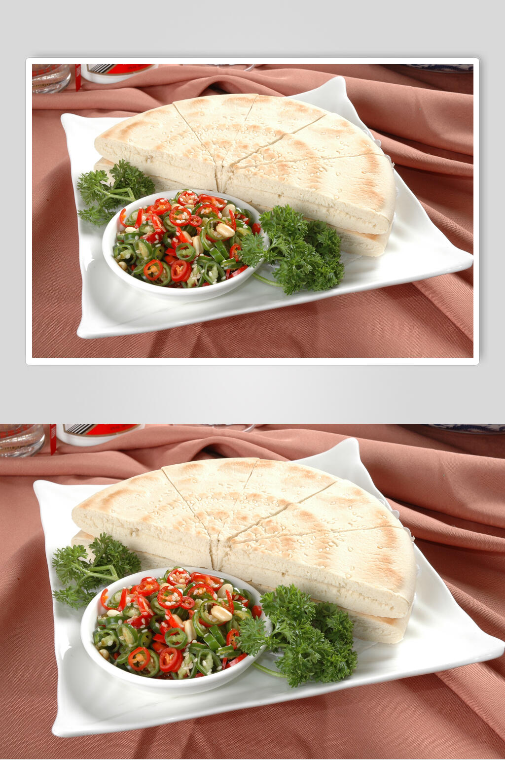 招牌锅盔夹辣子元例食物图片素材