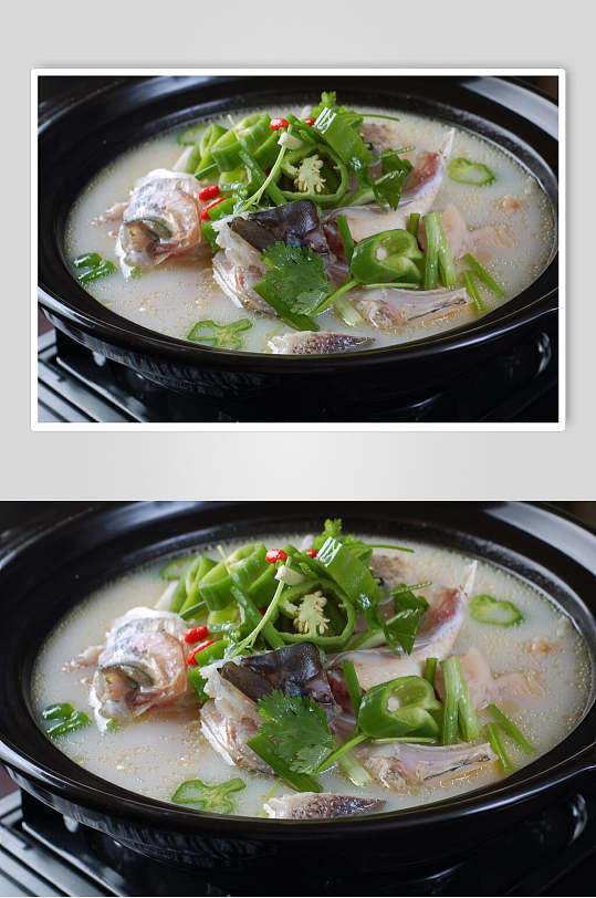 边炉鱼头鱼头汤砂锅鱼头食品图片