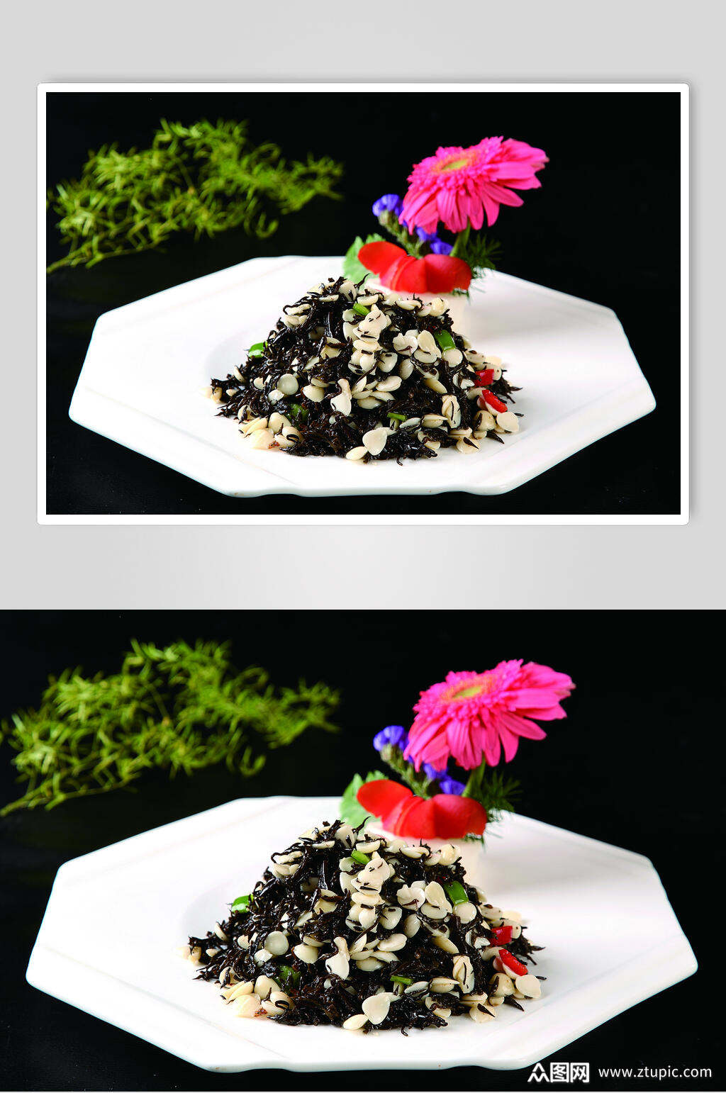 招牌杏仁长寿菜食品摄影图片