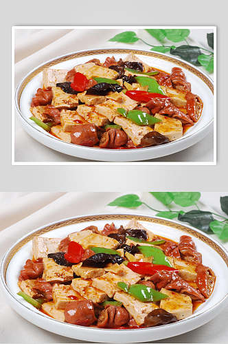 豆腐炒肥肠餐饮图片