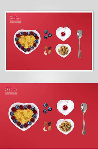 创意水果燕麦早餐海报素材