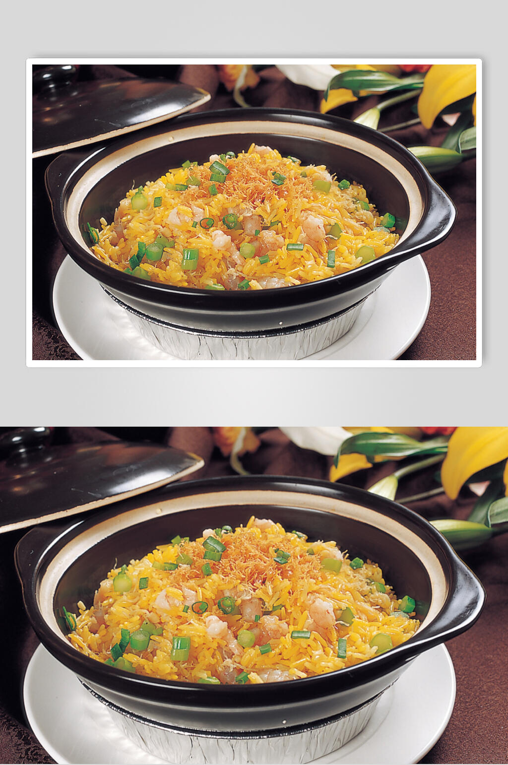 砂锅瑶柱鲜虾炒饭图片素材