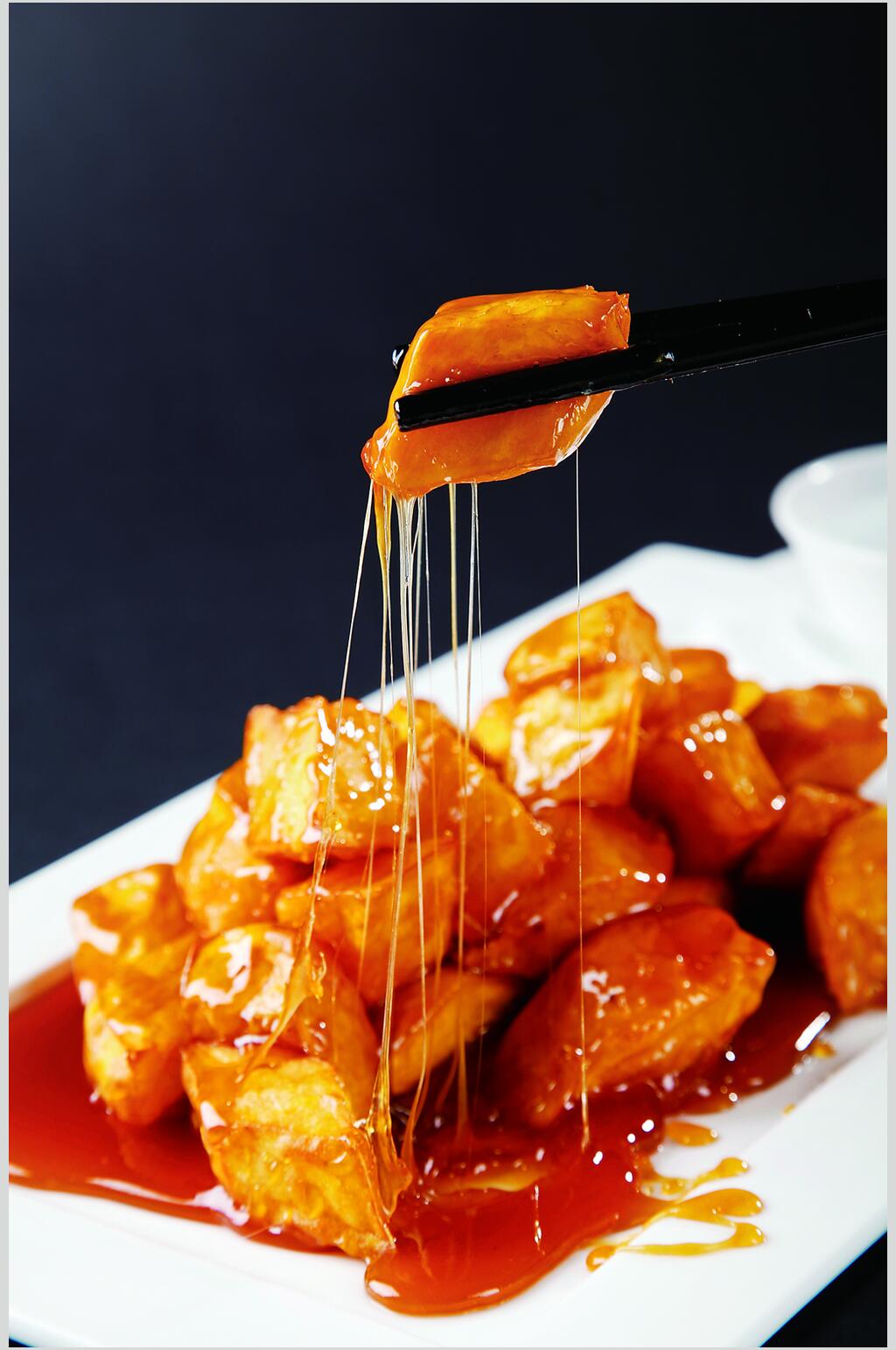 农家拔丝地瓜食物摄影图片素材