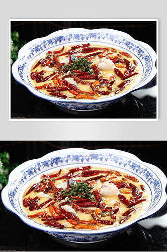 香辣酸菜鱼食物摄影图片