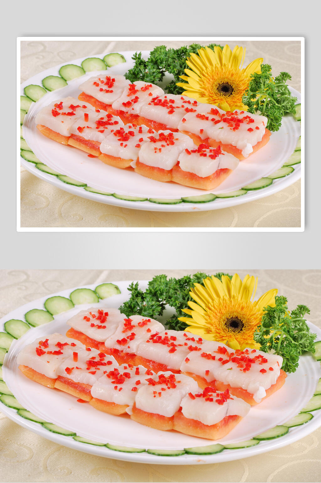 木瓜蒸鳕鱼食品菜摄影图片素材