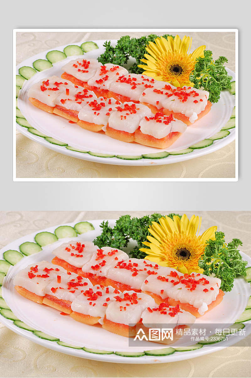 木瓜蒸鳕鱼食品菜摄影图片素材
