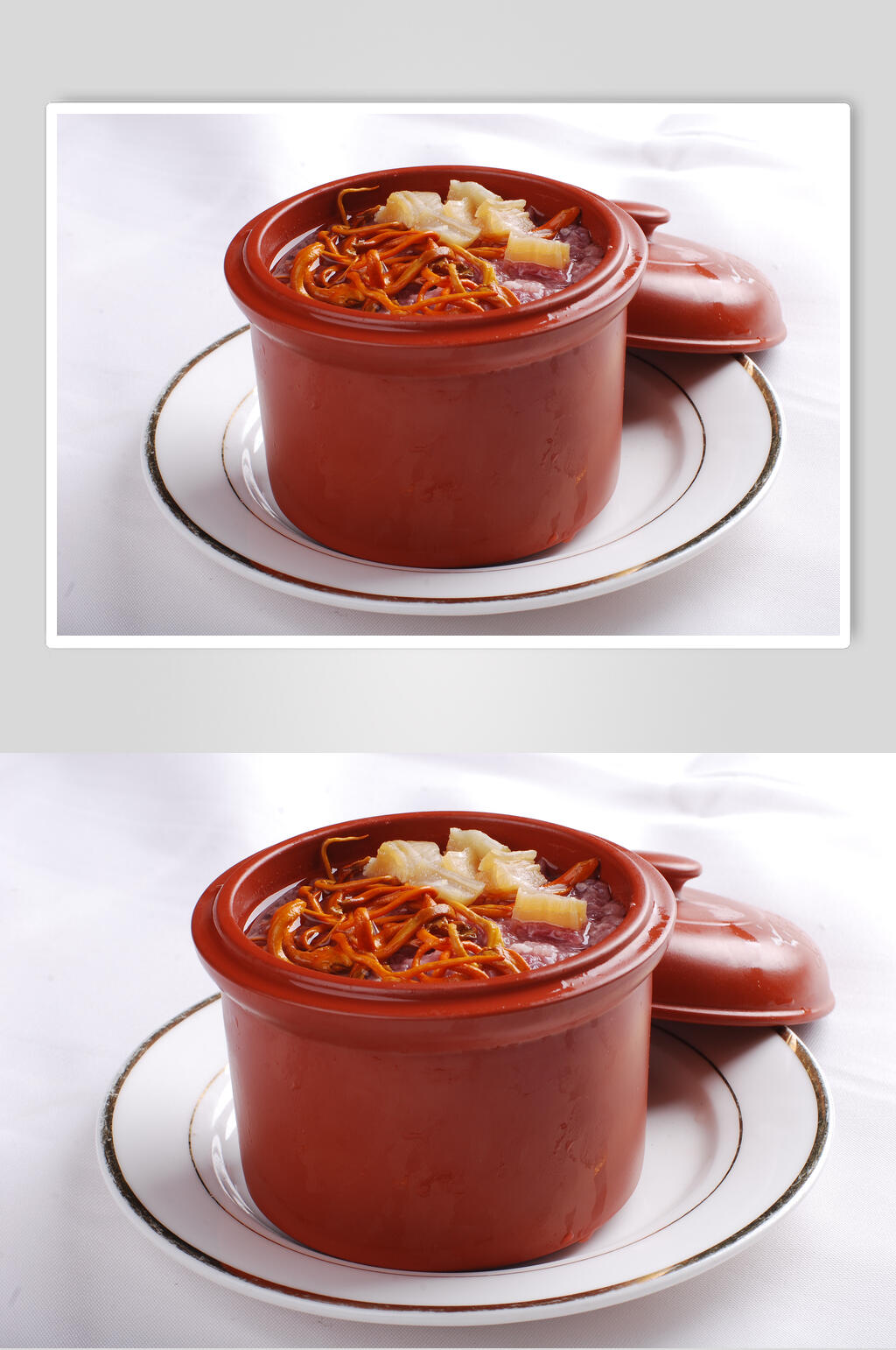 虫草花炖肉汁食品高清图片素材