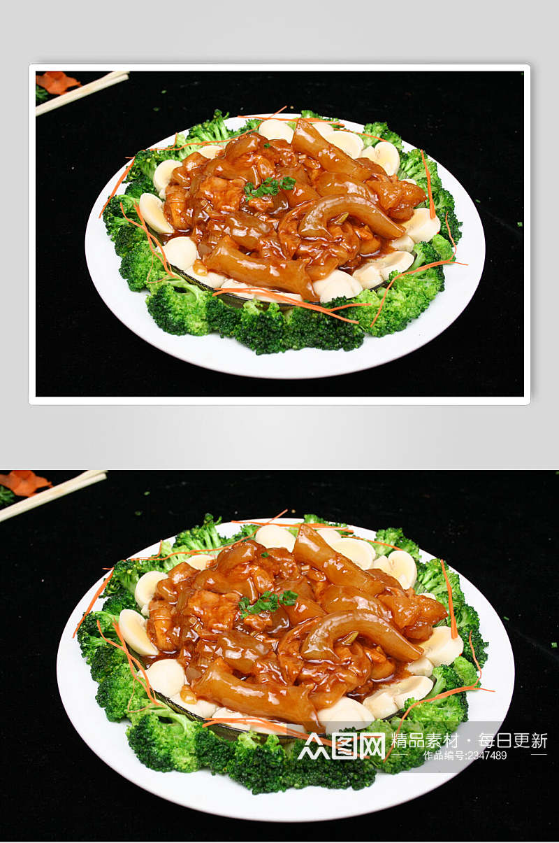 口菇烩蹄筋食品高清图片素材
