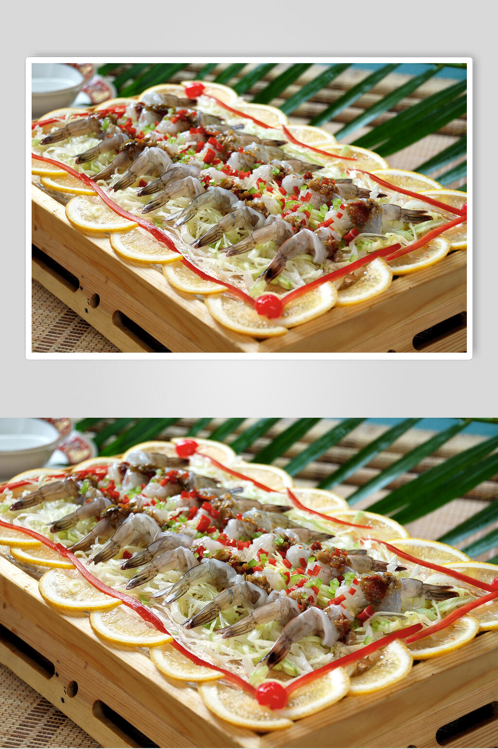 剁椒刺身虾食物摄影图片素材
