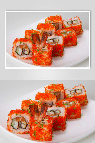 美味鱼籽寿司食品摄影图片