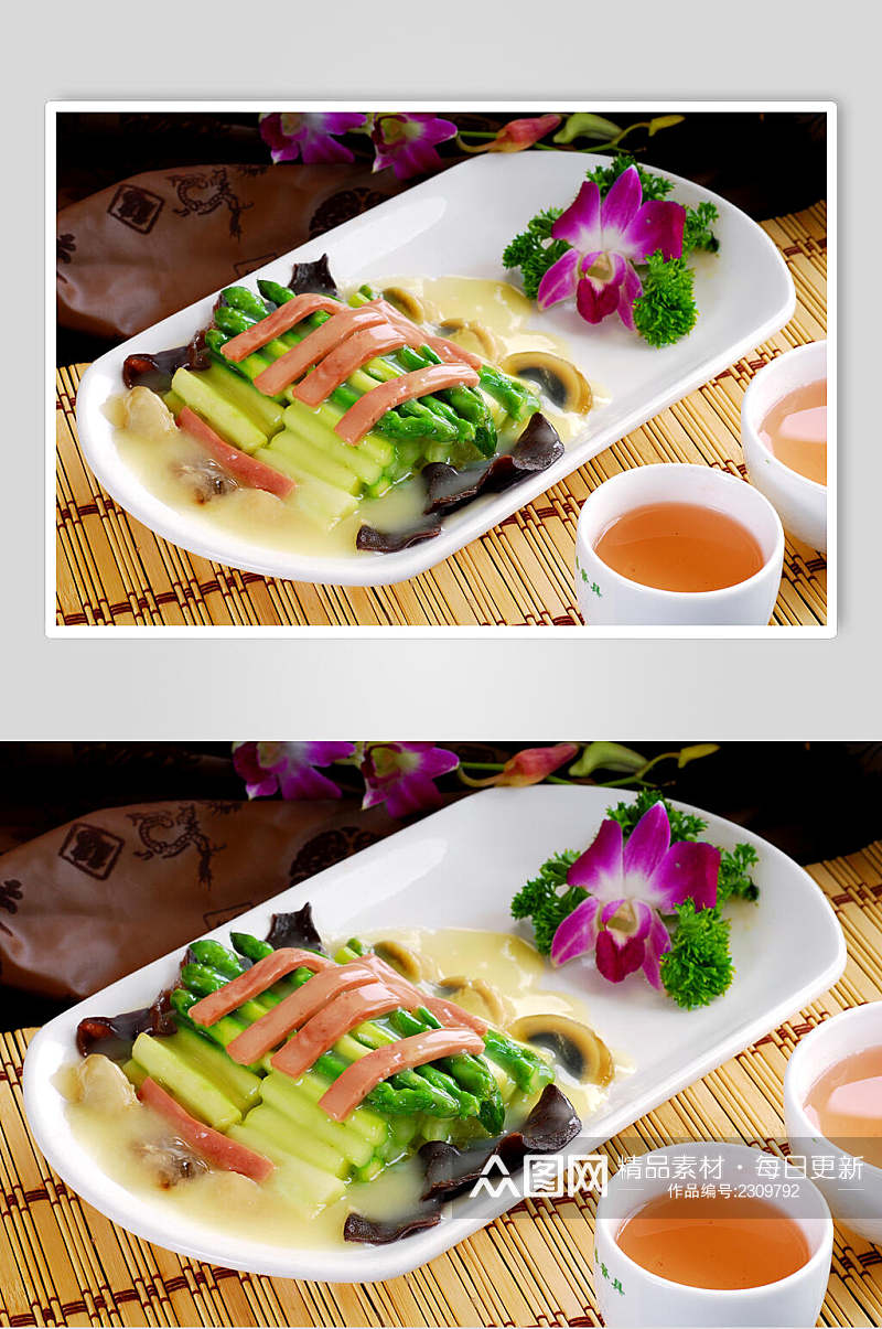 精品美味上汤芦笋摄影图片素材