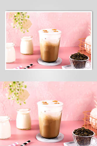 夏日清凉网红奶茶场景摄影图